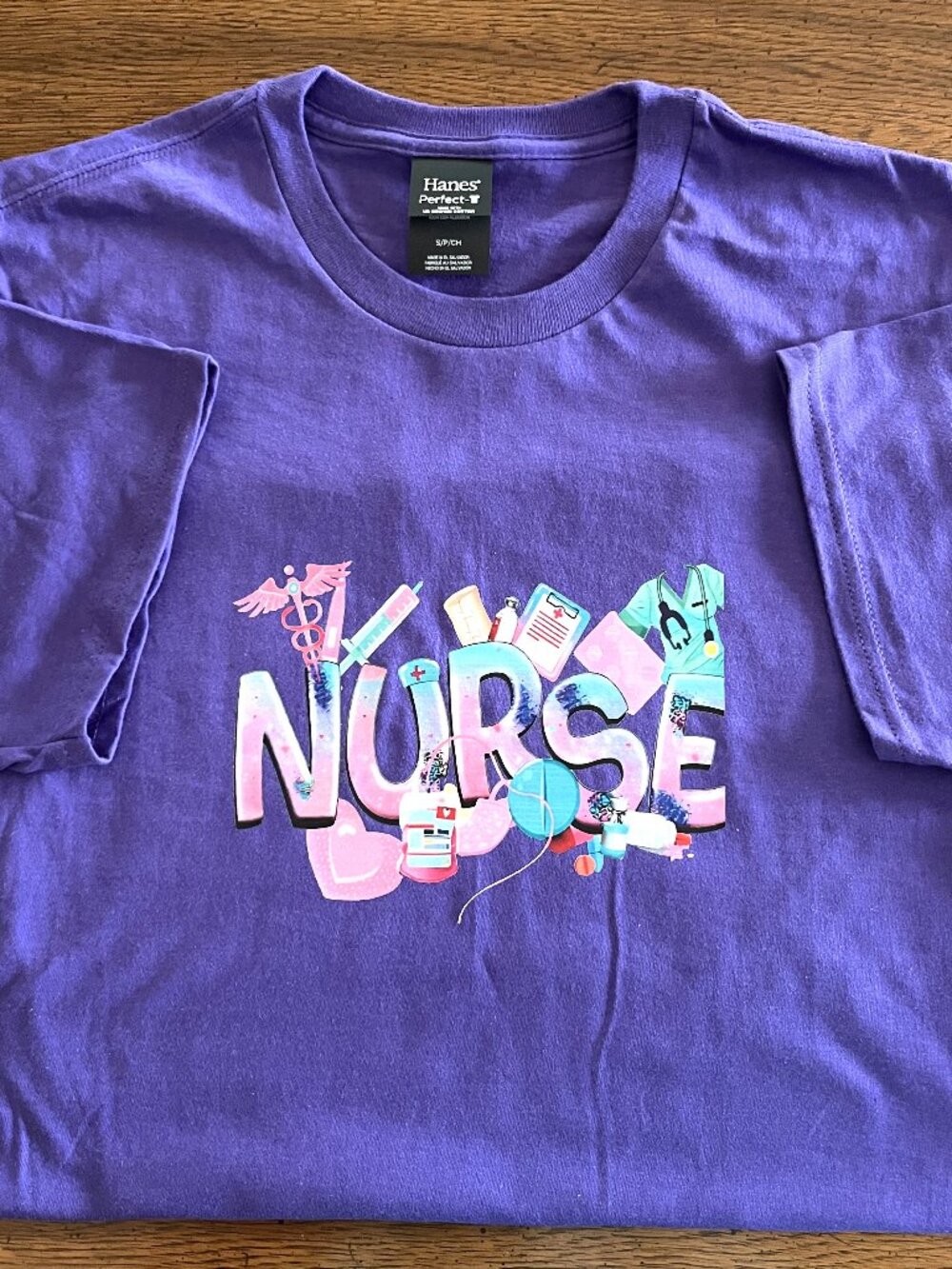 Women Purple T-shirt Nurse Size Small